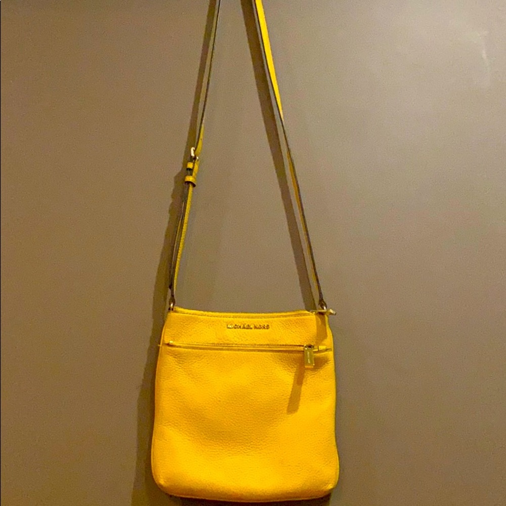 Michael Kors mustard yellow cross body purse